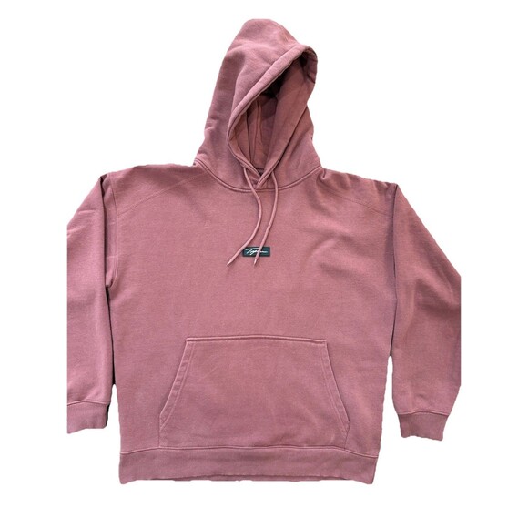 Topman Hoodie Men’s Medium Pullover Muted Rose Logo Patch Kangaroo Pocket Casual - Picture 2 of 7